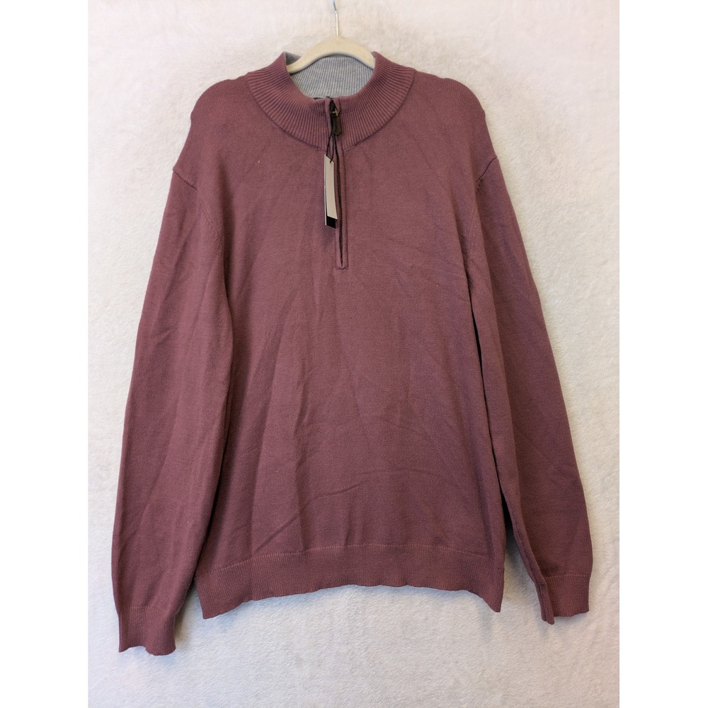 NEW Magaschoni Quarter-Zip Sweater Men's XL Purple Mock Neck